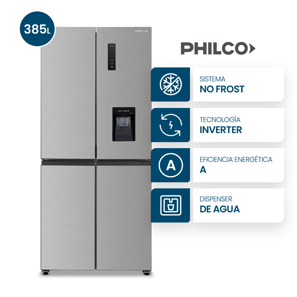 phsb470xd2_2-100 Heladera Philco Side by Side Cross Door Slim 4 Puertas No Frost 385L Inox - PHSB470XD2 - Imagen 1